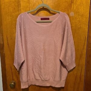 Plus Size Women's Light Pink Scoop Neck Sweater With Sparkles NWOT